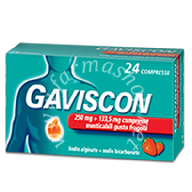 Gaviscon  250 mg + 133,5 mg compressa masticabile gusto fragola 24 compresse in blister 