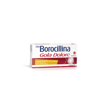 Neo borocillina gola dolore 8,75 mg pastiglie senza zucchero gusto limone e miele 16 pastiglie